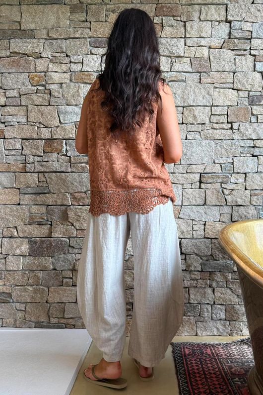 Veronica Embroidered Tank Rust
